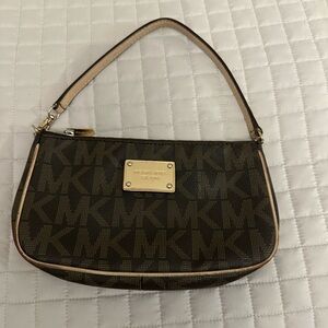 Michael Kors Black and Tan Monogram Shoulder Bag